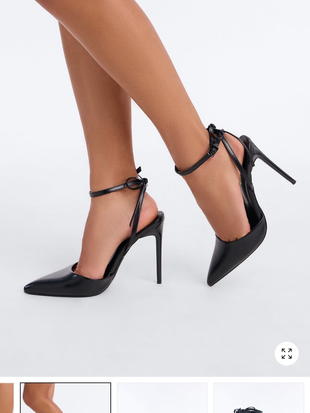 Classic Black Pointed Toe Ankle-Strap Stiletto Pumps